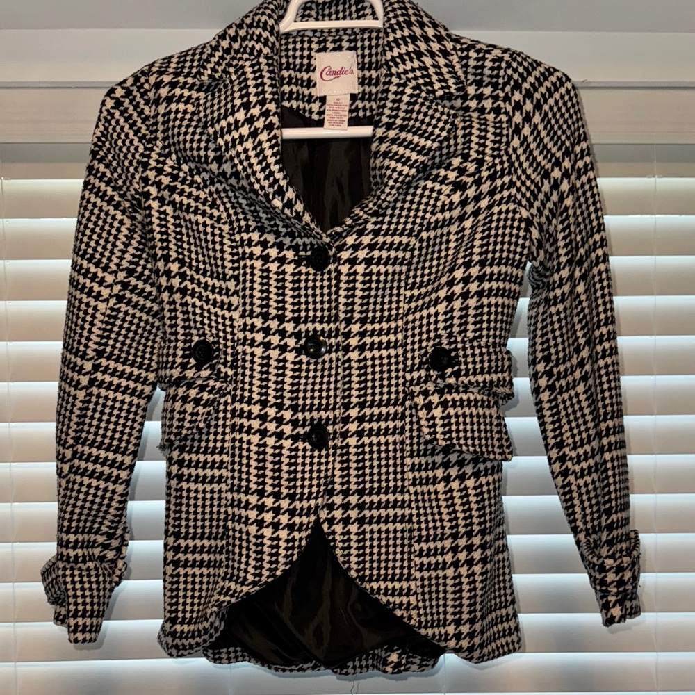 Candie's Houndstooth Blazer in Black and White